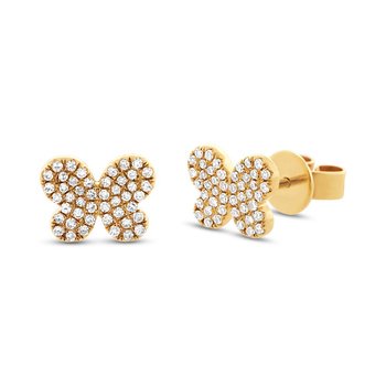 [SH.FASH.0007838] Shy Creation 14k Yellow Gold Diamond Pave Butterfly Earring