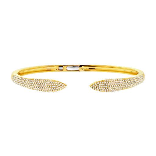 [SH.FASH.0007850] Shy Creation 14k Yellow Gold Diamond Pave Claw Bangle
