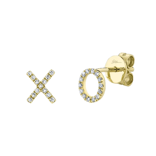 [SH.FASH.0007841] Shy Creation 14k Yellow Gold Diamond Xo Stud Earring