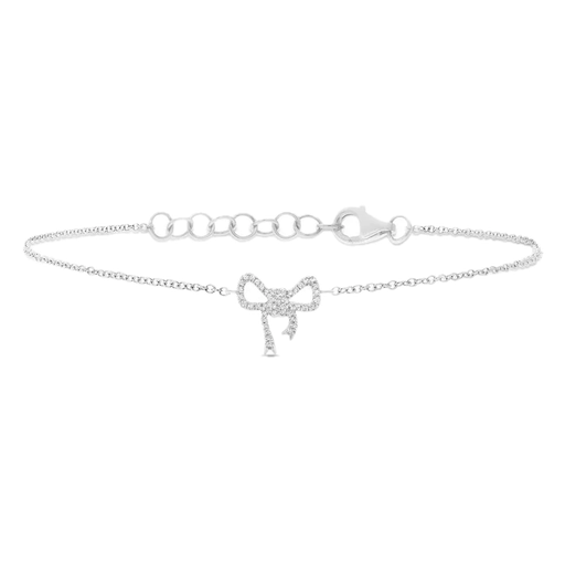 [SH.FASH.0007817] Shy Creations 14k White Gold Diamond Bow Bracelet