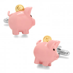 [CU.CUFF.3229] 3d Piggy Bank Cufflinks