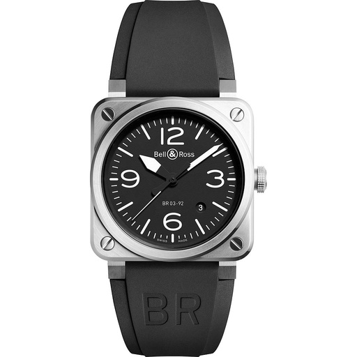 [BE.WATC.0002294] Aviation Automatic Satin Polished Steel Case W/Rubber Strap 42m