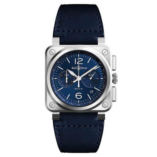 [BE.WATC.0002303] Aviation Automatic Satin Polished Steel Case Blue Dial Blue Calfskin Strap 42m