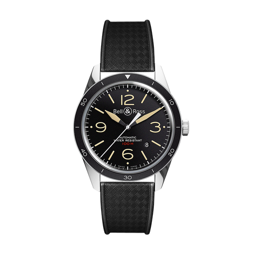 [BE.WATC.0002282] Vintage Automatic Sport Heritage Polished Steel Case Black Dial Tropic Rubber Strap 43m