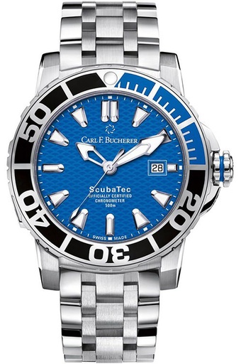 [CA.WATC.0002522] Carl F. Bucherer Patravi Scubatec 44.6m On Steel Bracelet W/Blue Dial