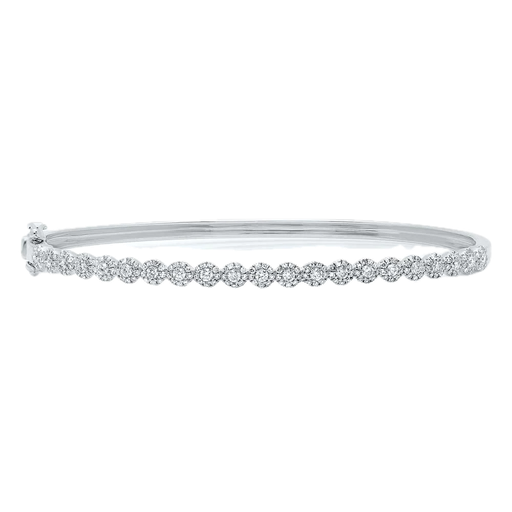 [SH.FASH.0007901] Shy Creation Eden 14k White Gold Diamond Bangle Bracelet 0.89tw