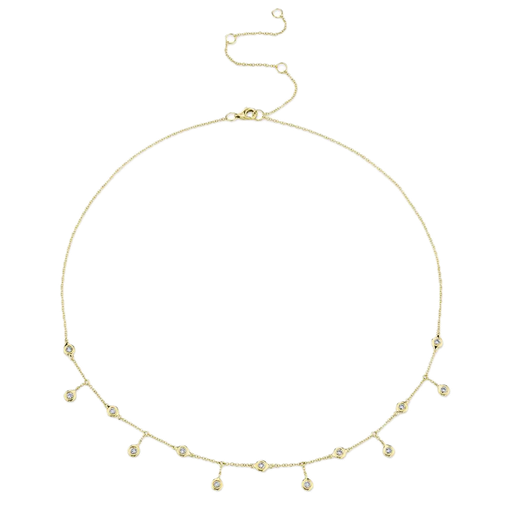 [SH.FASH.0007895] Shy Creation 14k Yellow Gold Rain Drop Necklace 0.34cttw