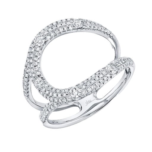 [SH.FASH.7900] Shy Creation 14k White Gold Diamond Horseshoe Ring 0.57cttw