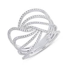 [SH.DIAM.0007910] Shy Creation 14k White Gold 4 Row Swirl Diamond Ring 0.37cttw