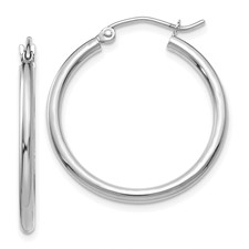[QU.GOLD.7127] 14k White Gold Lightweight Hoop Earrings
