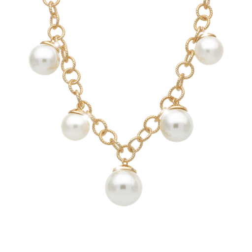 [TE.FASH.0007581] Rebecca Bronze Necklace W/Pearls
