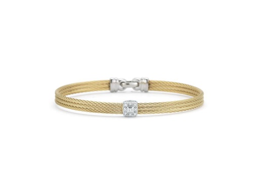 [AL.FASH.0001695] 18k Bangle White Gold & Ss W/Yellow Cable, Round Size 7