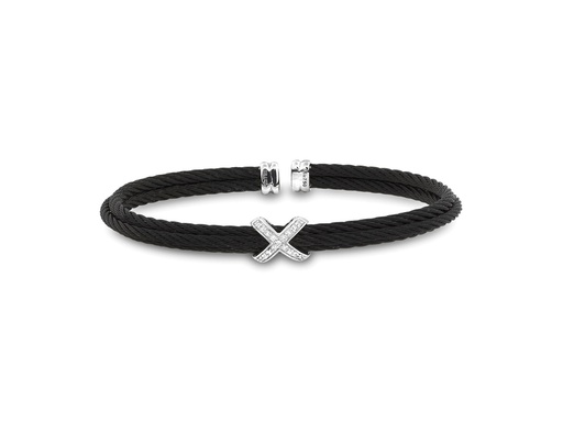 [AL.FASH.0001704] 18k Bangle White Gold & Ss W/Black Size 6.5