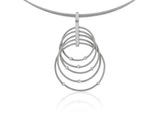[AL.FASH.0001743] Necklace 18k White Gold &amp; Ss &amp; Ss Cable 17.5 In