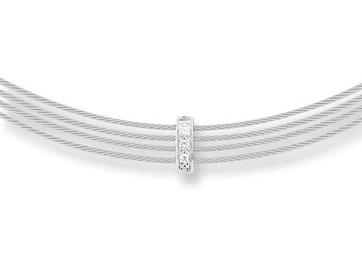 [AL.FASH.0001746] Necklace 18k White Gold & Ss Cable 13in