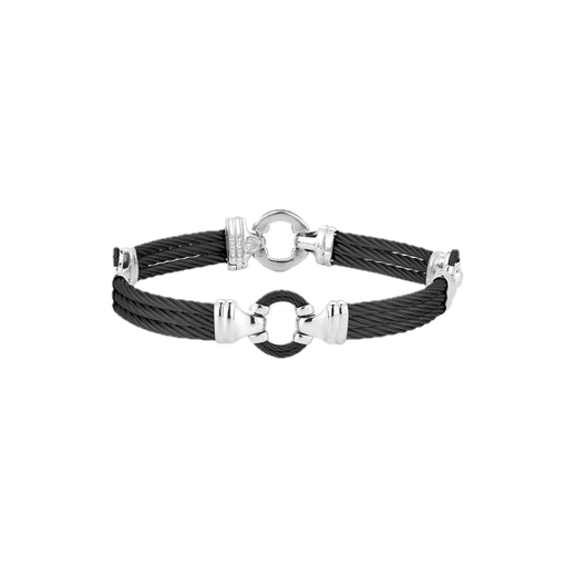 [AL.FASH.1765] Men Brac-18kt/ Ss W/Black PVD Ss Cable Size 8