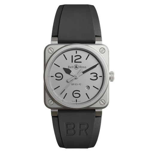 [BE.WATC.0002295] 42m Microblasted Grey Upper Insert, Numerals & Indices Revealing Black Superluminova, Black Rubber Synthetic Fabric Strap