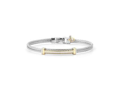 [AL.FASH.0001678] 18k Bangle White Gold & Ss W. Grey Cable