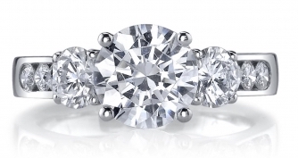 [JO.ENGA.5584] Standard Smart 3-Stone Round Diamond Semi-Mount W/Round Channel Set 1/2 Way