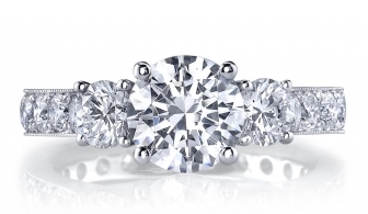 [JO.ENGA.5586] Standard 3-Stone Round Diamond Semi-Mount W/Micro Pave Eternity