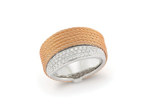 [AL.FASH.0001638] Ring 18k White Gold & Ss & Rose PVD Size 7