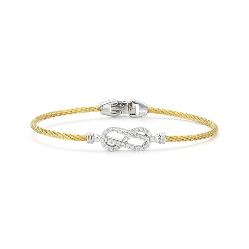 [AL.FASH.0001696] 18k Bangle White Gold &amp; Ss W. Yellow Cable &amp; Inf