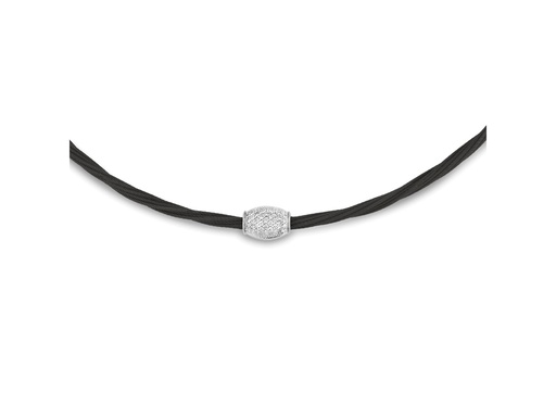 [AL.FASH.0001757] Necklace 18k White Gold &amp; Ss &amp; Black Cable, Large