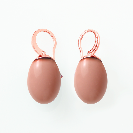 [TE.FASH.0008631] Mediterraneo Earrings Rose Tone W/Pink Ovals