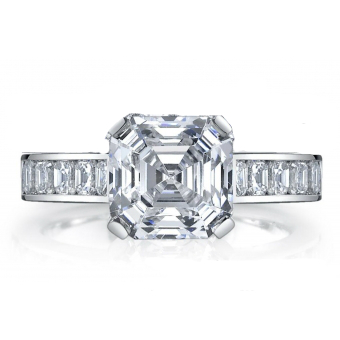 [JO.ENGA.8686] Channel Set Ring For Asscher Smart Semi Mount Set Eternity Size 6 20a=2.29ct