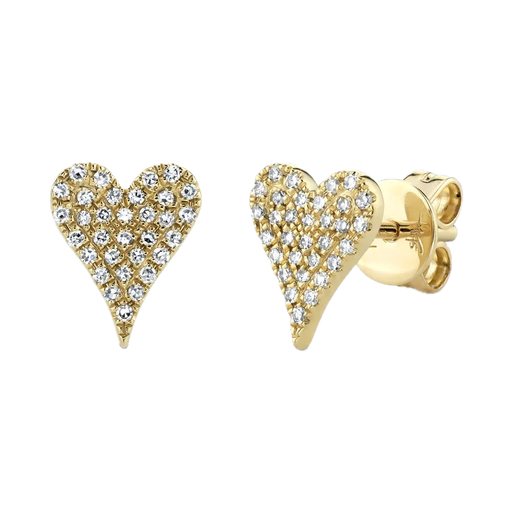 [SH.FASH.0008711] Kate Collection 14k Yellow Gold Diamond Pave Heart Stud Ear 0.14ct