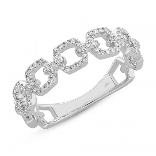 [SH.FASH.0008712] Kate Collection 14k White Gold Diamond Link Ring 0.22ct