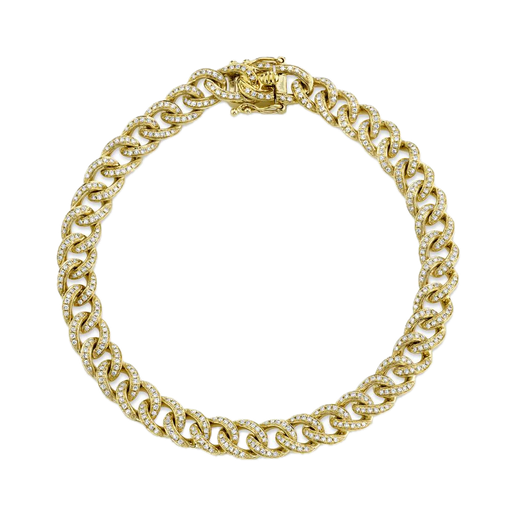 [SH.FASH.0008718] Kate Collection 14k Yellow Gold Diamond Pave Chain Link Bracelet 0.98ct