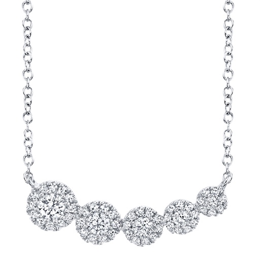 [SH.FASH.0008723] Graduated Circle Pave Diamond Necklace 14k White Gold 0.32ct