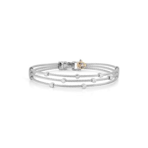 [AL.FASH.0008733] 18k Bangle White Gold & Ss W. Ss Cable