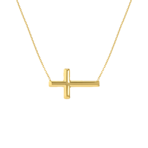 [MI.GOLD.0017639] 14k White Gold Sideway Cross Neck 18in