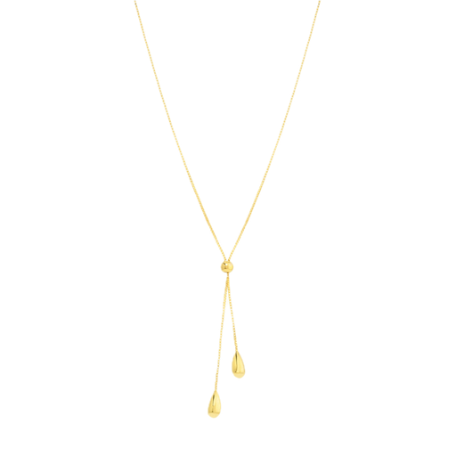 [MI.GOLD.0008790] 14k Box Chain Lariat W/Bead Neck 17in