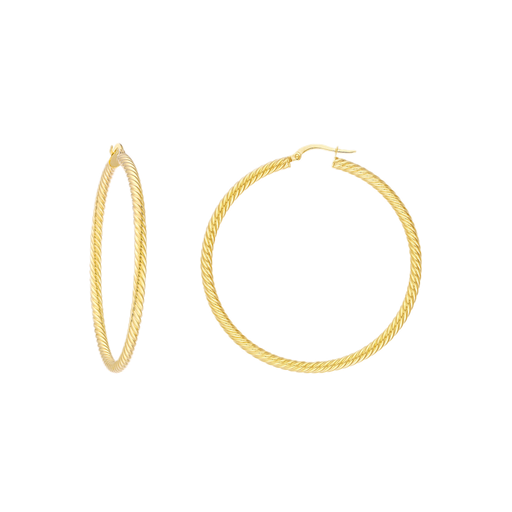 [MI.GOLD.0009140] 3x5m Rope Twist Hoop Earrings 14k Yg