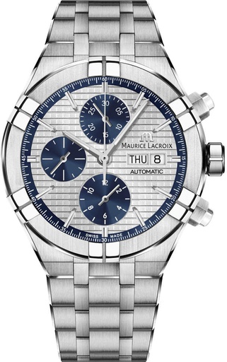 [DK.WATC.0009241] Aikon Chrono Auto 44m Ss W/White Dial Ss Bracelet