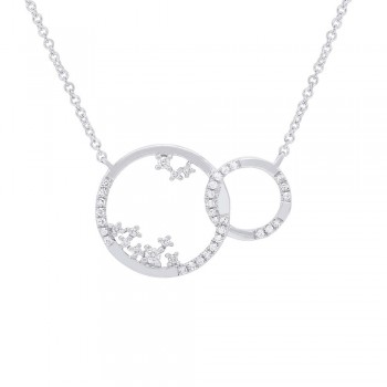 Kate 14k White Gold 2 Size Diamond 0.15cts Circle Horizontal Necklace