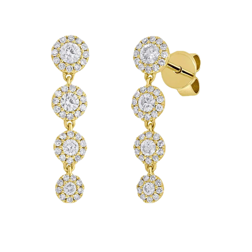[SH.DIAM.0009269] Eden 14k Yellow Gold 4 Diamond 0.62cts Halo Drop Earrings