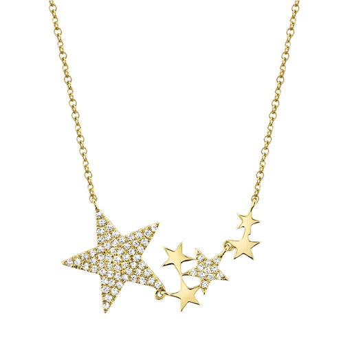 [SH.DIAM.0009273] Kate 14k Yellow Gold 6 Star 0.18cts Diamond Necklace