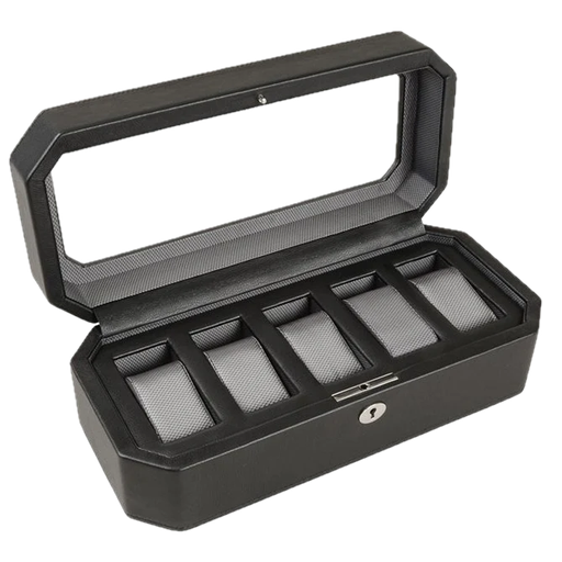 [WO.ACCS.0009321] Windsor 5 Piece Watch Box In Black &amp; Grey