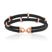 [DA.FASH.0009510] Double Bone Double Black Stingray W/Pink Tone Beads Bracelet
