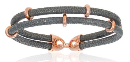[DA.FASH.0009512] Double Bone Double Gray Stingray W/Pink Tone Beads Bracelet
