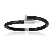 [DA.FASH.0009513] Double Bone Nail Silver/Black Python Bracelet