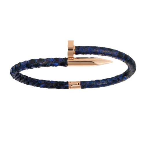 [DA.FASH.0009516] Double Bone Nail Pink Tone/Blue Python Bracelet