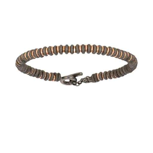 [DA.FASH.0009522] Double Bone Medium Beads Silver 925, Black &amp; Pink PVD Bracelet