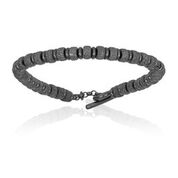 [DA.FASH.0009524] Double Bone Big Beads Silver 925, Black PVD Bracelet