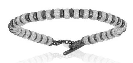 [DA.FASH.0009529] Double Bone Big Beads Silver 925, Black &amp; White PVD Bracelet