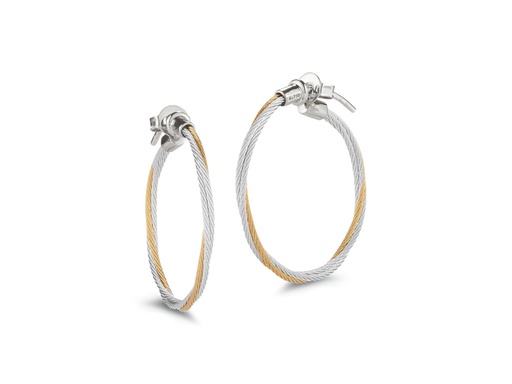 [AL.FASH.0009626] Yellow PVD Double Twisted 1" Hoop Earrings